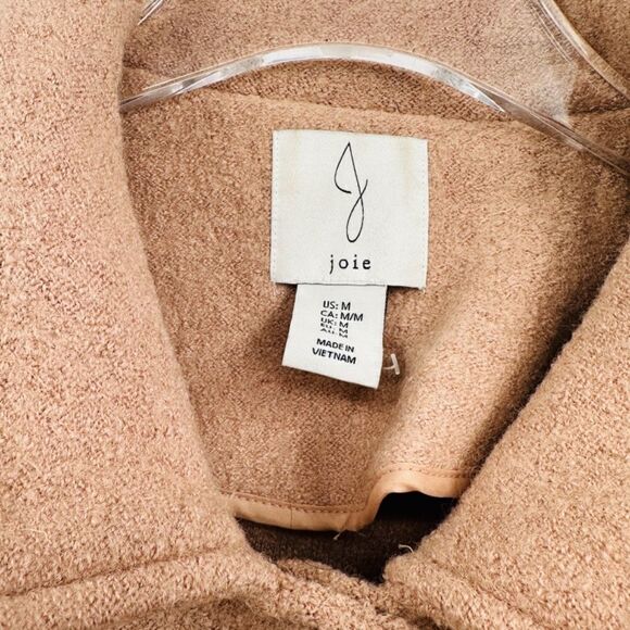 Joie Size Medium Tan Wool Long Sleeve Button Front Shackle Jacket Coat - Picture 5 of 6
